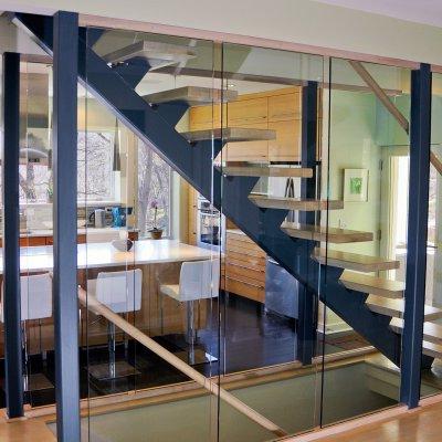 Glass enclosed stairs  